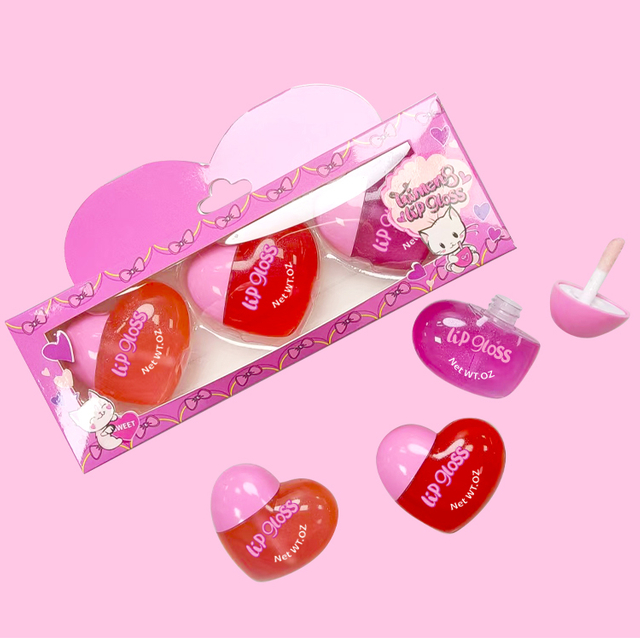 ハートシェイプは、色の愛のリップグロス3pcsセットを保湿します